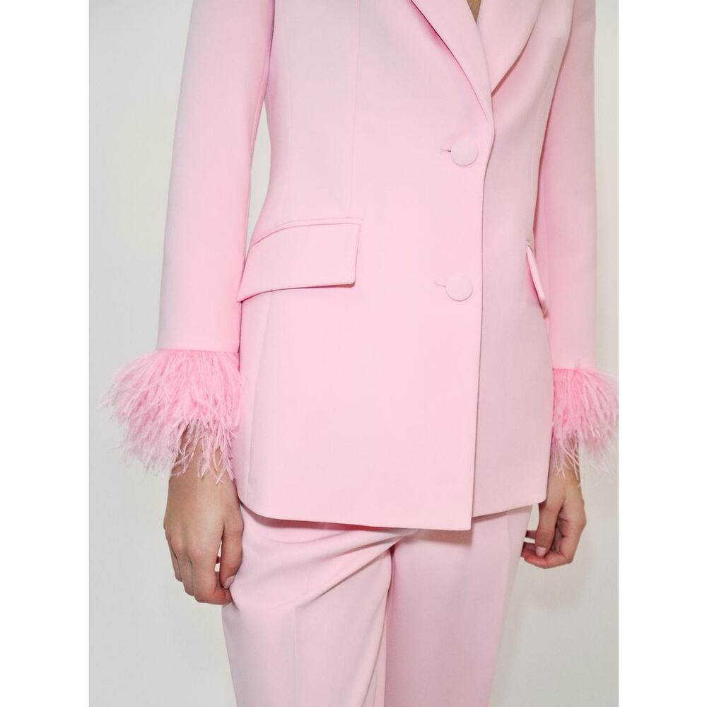NWOT Zara Women's Pink Feather-Cuff Blazer Size M - Picture 3 of 13
